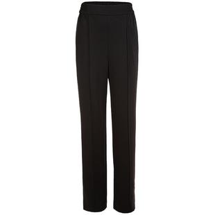 名师路黑色女士休闲裤子新款早秋松紧腰直筒裤中腰长裤口袋