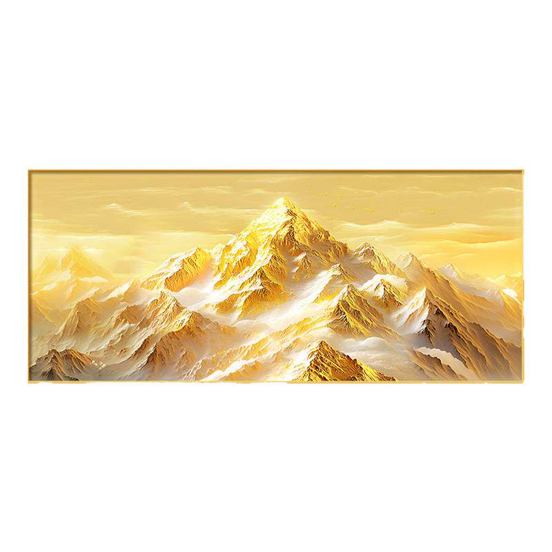 现代简约金色有框日照金山装饰画