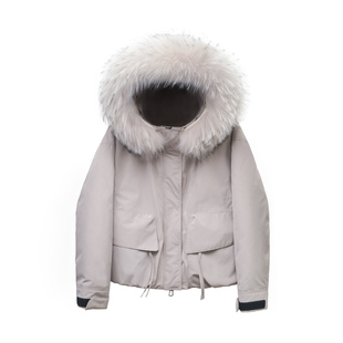 95白鸭绒2025新款羽绒服女款短款工装派克服冲锋衣小个子外套冬季