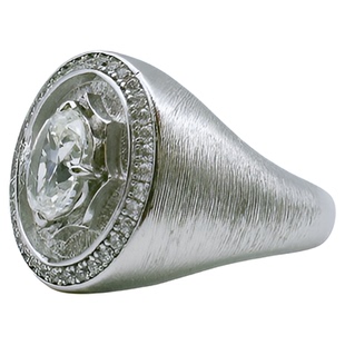 UMI家·轻珠宝/S925银镀金·八芒星盾牌钻石女戒意大利拉丝工艺