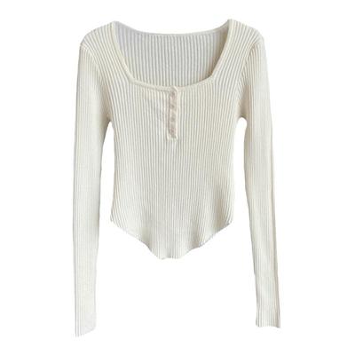 小香风方领内搭修身针织打底衫女