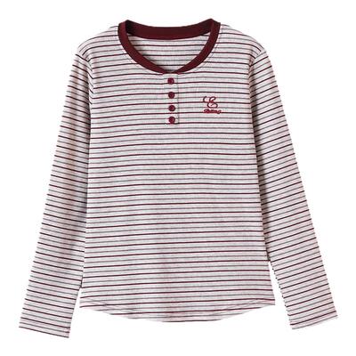 拼接刺绣时尚撞色条纹T恤