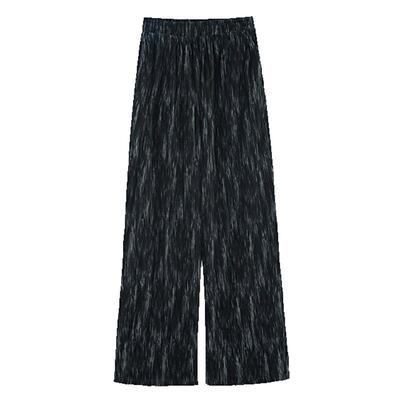 sdeer复古松紧水墨晕染直筒长裤