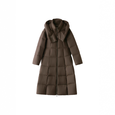 高充绒量哈尔滨款长款时尚连帽洋气保暖90白鸭绒厚羽绒服女冬装