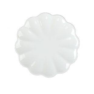 丰美高档密胺仿瓷盘子 10寸花边圆盘平盘快餐盖饭盘牛排盘白P009