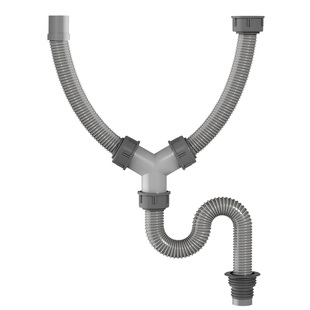 洗衣池双面盆下水管套装双洗手池三通阳台卫生间台盆下水器排水管