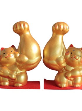 京都龙虎作陶土招财猫摆件送礼
