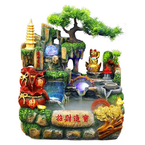 客厅假山流水喷泉鱼缸循环水摆件桌面瀑布生财山水现代风水轮水景