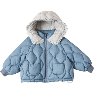 儿童宝宝羽绒服连帽加厚女童羽绒服小童女孩白鸭绒冬季新款23102