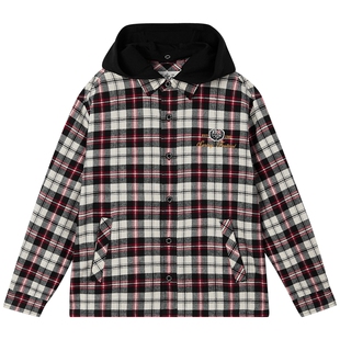 eland kids衣恋童装男童衬衫春秋季复古学院风可拆卸连帽长袖上衣