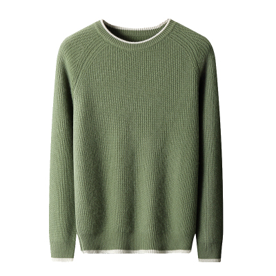 青少年羊绒衫男双线加厚毛衣圆领