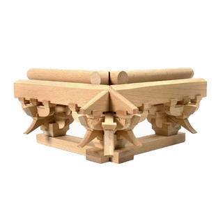 中国全榫卯结构实木积木古建筑斗拱模型拼装玩具国潮文创摆件教具