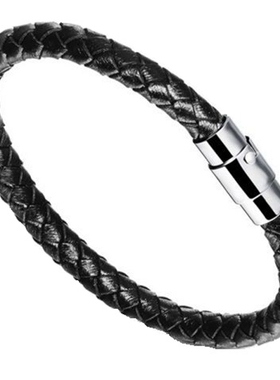 潮人个性黑色牛皮皮手环潮男首饰