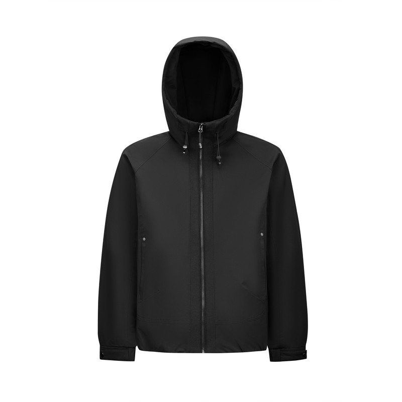 森马拼接肌理轻薄连帽羽绒服男装