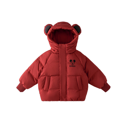 迪士尼儿童加厚保暖羽绒服冬季新款男女童防风外套中小童宝宝连帽