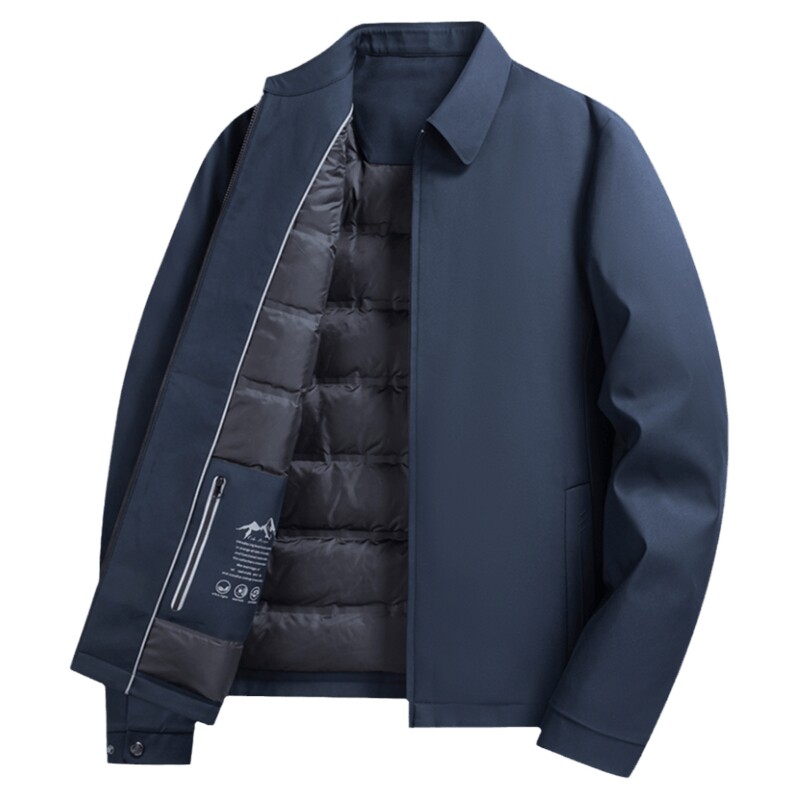 鸭鸭冬季中老年羽绒服男士短款商务通勤爸爸装夹克干部装保暖外套