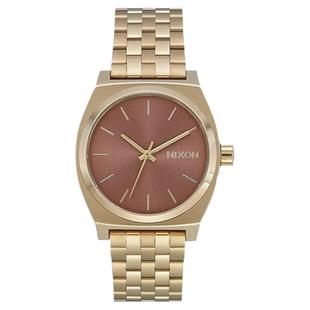 正品Nixon尼克松简约复古时尚方形酒红色金色经典欧美石英男手表
