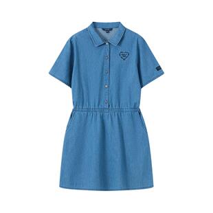 【轻柔水洗牛仔】NAUTICA/诺帝卡童装女童牛仔连衣裙夏季收腰全棉