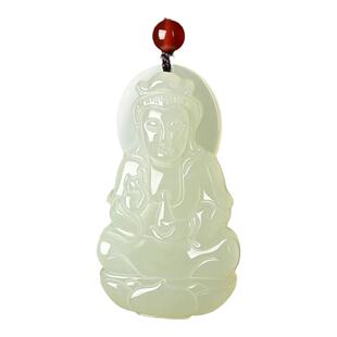 珍福典天然和田玉观音玉佛吊坠男女士款玉佩弥勒佛玉坠项链礼物