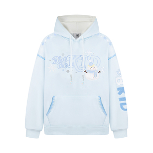 文文不乖原创可爱风雪人刺绣连帽卫衣雪花女加厚小个子卡通印花