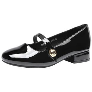 大东玛丽珍鞋女鞋2026春季新款优雅方跟低跟套脚圆头C0063