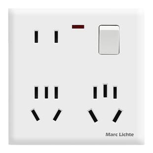 86型国标一开八孔16A10A十二孔带开关大功率插座面板家用厨房插座