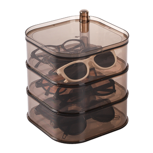 眼镜收纳盒多格透明墨镜太阳镜展示架家用可旋转日抛美瞳整理神器