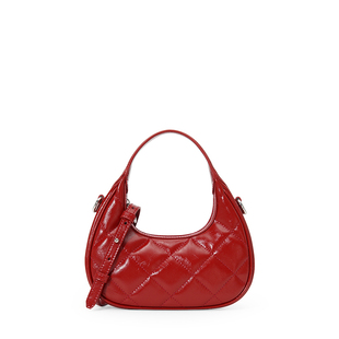 ANGELSKY原创设计斜挎包女百搭休闲小众菱格小包红色包包波士顿包