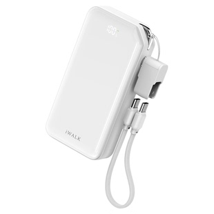 【充电宝3c认证可上飞机】iWALK爱沃可掌心宝迷你自带线充电宝带支架30W快充线1万毫安小巧便携手提移动电源