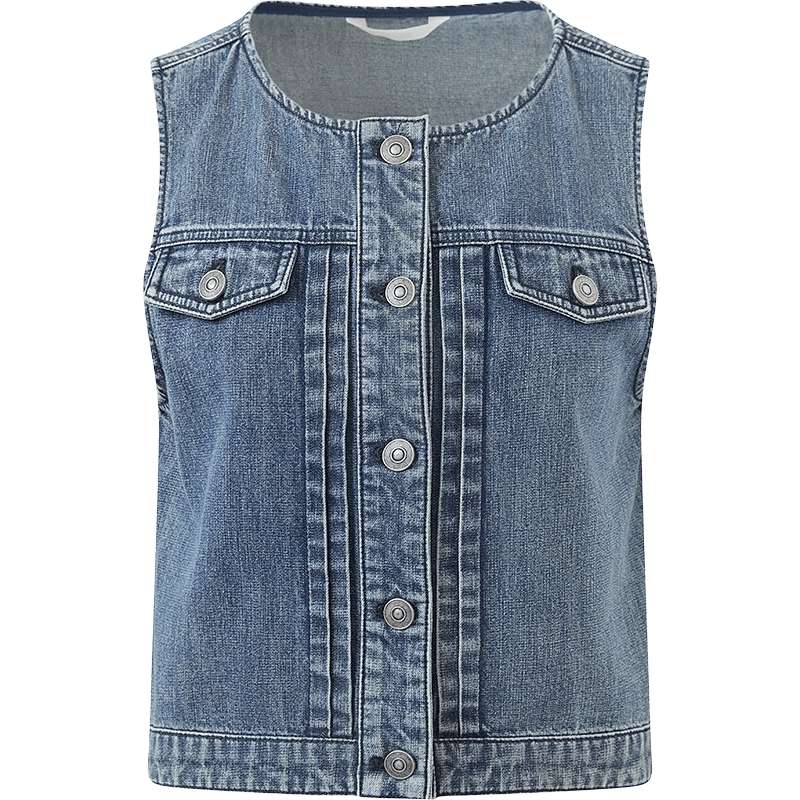 【商场同款】播26夏新品牛仔马夹女复古水洗叠穿外套BDT7MD3019