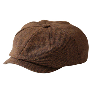 老钱风定制鸭舌帽羊毛秋冬季帽子男女士英伦复古报童帽八角帽潮