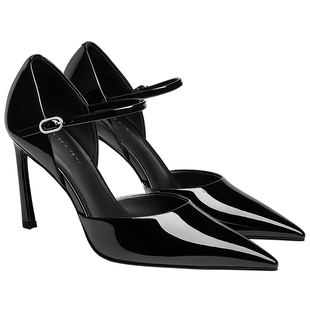 CHARLES&KEITH25冬新款CK1-60920422气质尖头亮面高跟鞋中空凉鞋