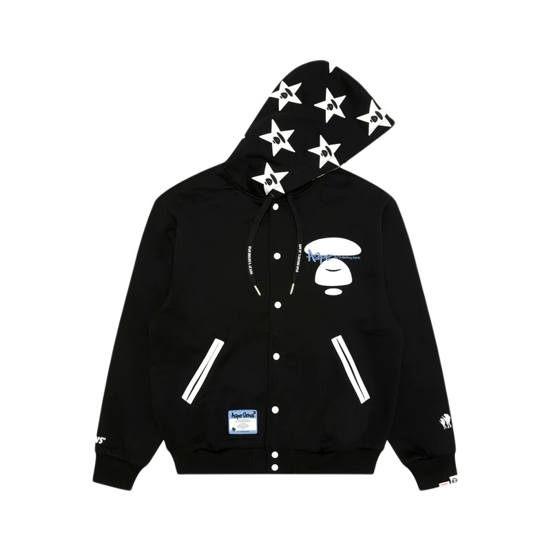 Aape字母星星连帽加绒棒球服外套