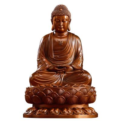 紫铜娑婆三圣佛像摆件家用供奉