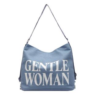 泰国gentlewoman字母单肩托特包2026春新款休闲帆布包可套拉杆箱