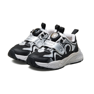 卡特兔童鞋儿童2026春季新款女童老爹鞋网眼透气旋钮鞋男童运动鞋