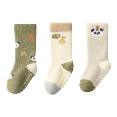 婴儿袜子冬加厚防滑地板袜中筒袜