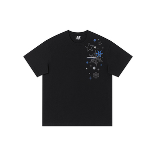 FORNINES设计感雪花刺绣纯棉短袖T恤男女情侣上衣夏季半袖打底衫