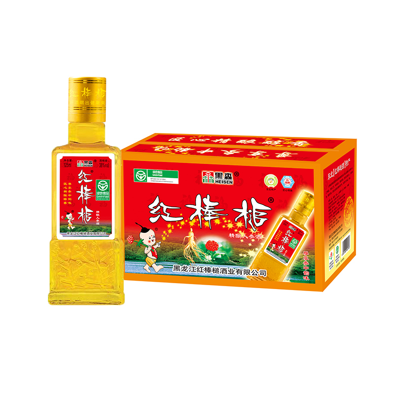 红棒槌纯粮食酿造人参果酒38度小方瓶125ml*瓶试饮白酒整箱送礼盒