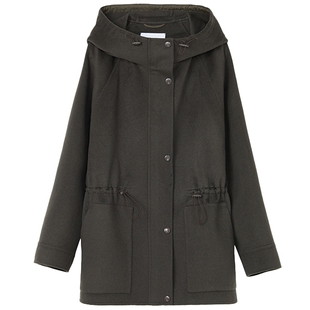 【羊毛羊绒】LANCY/朗姿2025冬新款老钱风连帽抽绳大衣女休闲外套