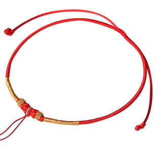 宝宝金锁挂绳婴儿长命锁编绳手工编织黄金吊坠项链绳子项圈绳红绳