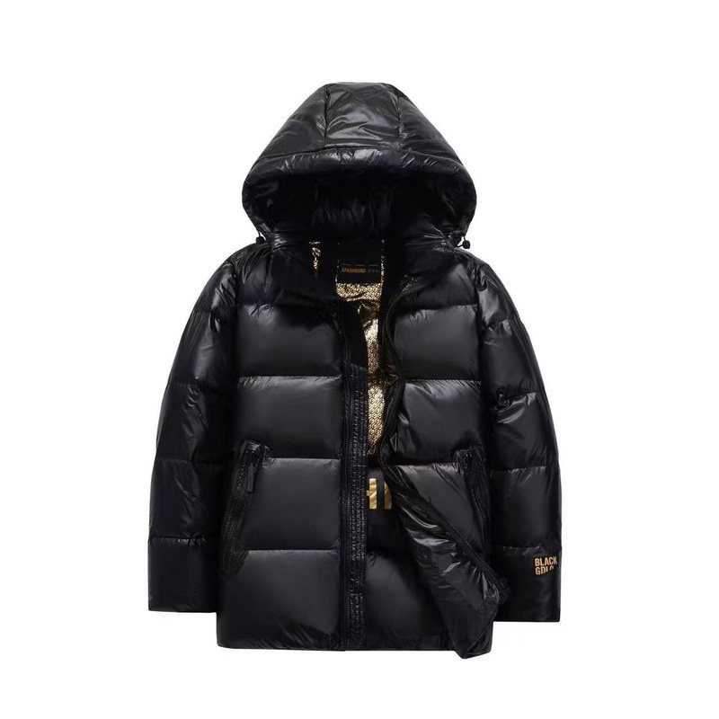 特价清仓2025新款黑金羽绒服男女短款冬季加厚保暖连帽面包服外套