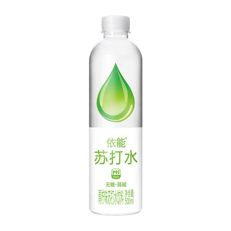 依能苏打水锌强化青柠白桃味500ml*24瓶无糖弱碱性饮用水饮料整箱