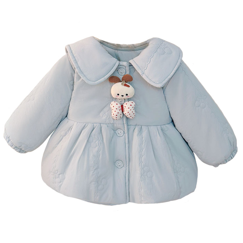女童冬季加绒棉服轻薄娃娃领棉袄