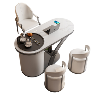 现代轻奢岩板茶桌椅组合小茶台家用阳台茶桌2025新款小型茶几一体