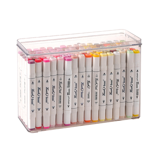 马克笔收纳盒大容量笔筒亚克力画笔水彩笔置物架透明带盖学生笔架