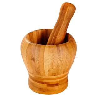 实木捣蒜器研磨器压蒜器捣蒜罐竹制捣药罐药盅蒜臼子舂钵老式擂钵