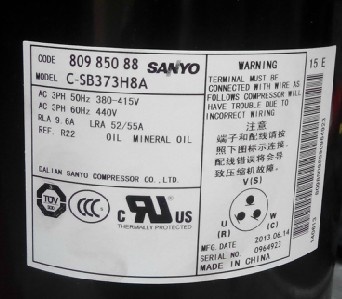 C-SB373H8A C-SB373H8F原装SANYO三洋5P匹热泵空气能空调压缩机