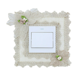 简约现代布艺蕾丝开关保护套家用客厅墙壁插座装饰开关贴墙贴免粘