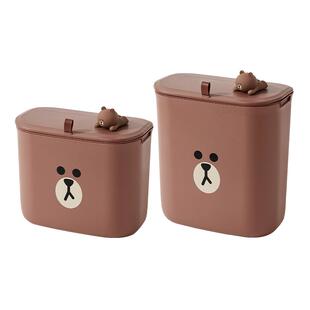 LINE FRIENDS厨房垃圾桶壁挂家用有盖夹缝客厅纸篓厨余挂式收纳桶